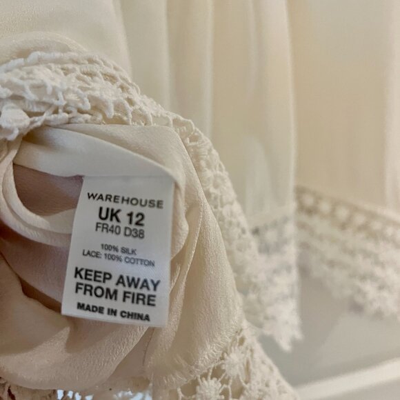 Warehouse White Ivory Crochet Blouse Top Shirt, ASO Kate Middleton - Picture 4 of 6